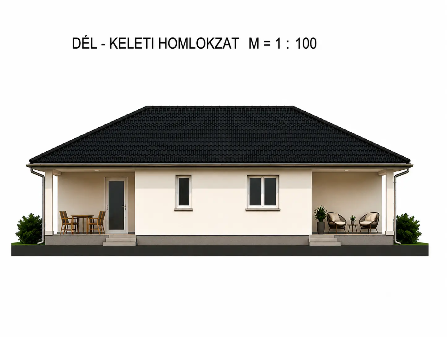 Iváncsai új építésű családi ház bal oldali homlokzati látványterve